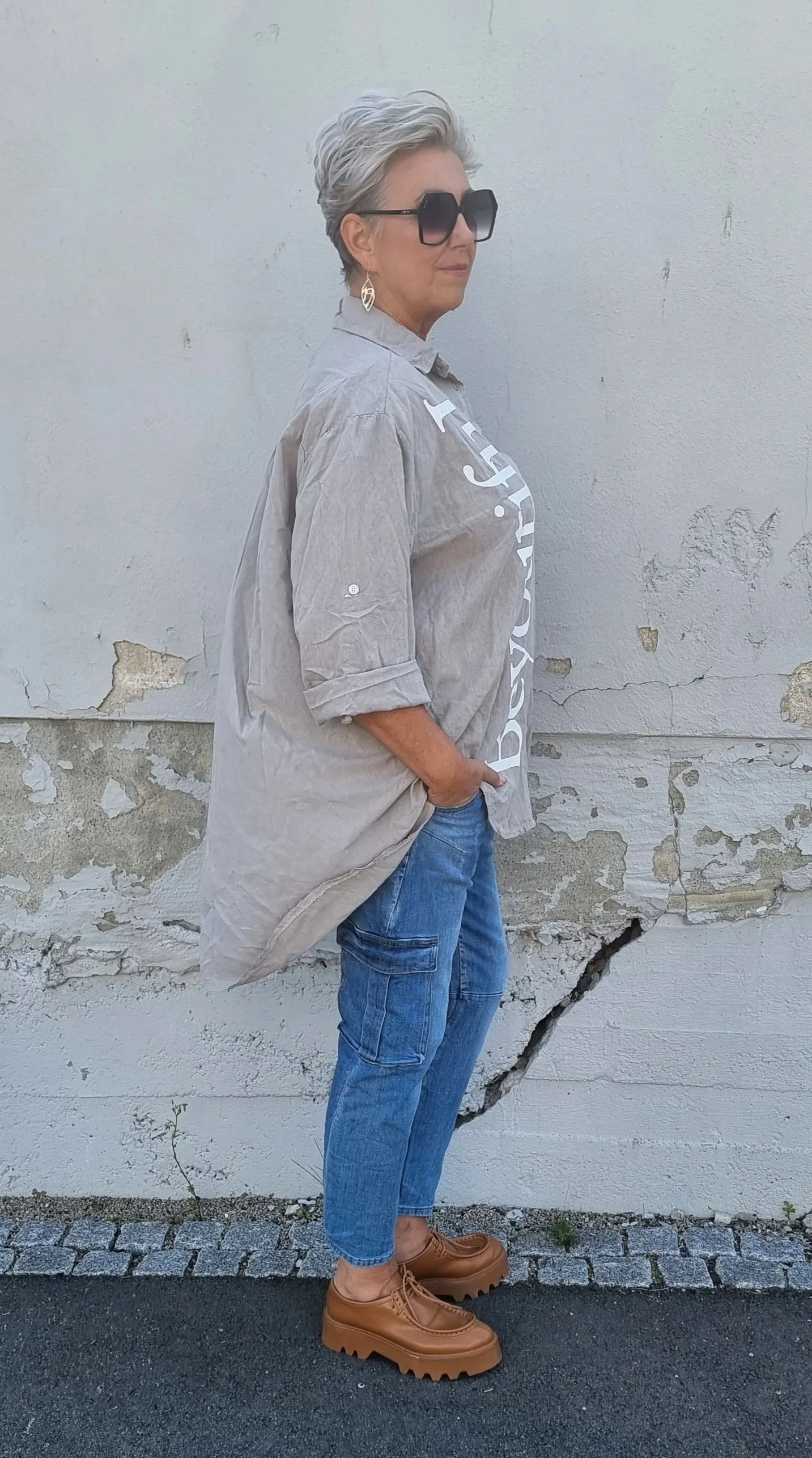 Kine Baggy Shirt Taupe