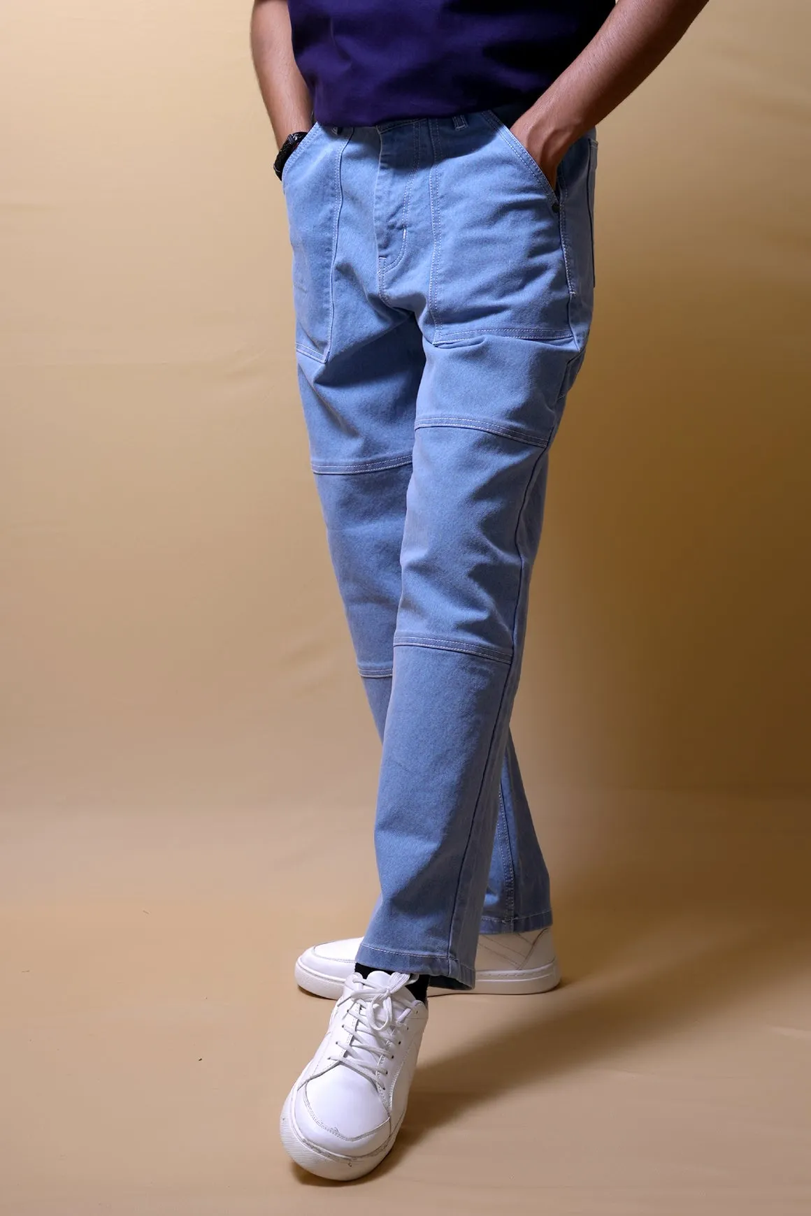 Light Blue Baggy Straight Fit Carpenter Jeans[UNISEX]