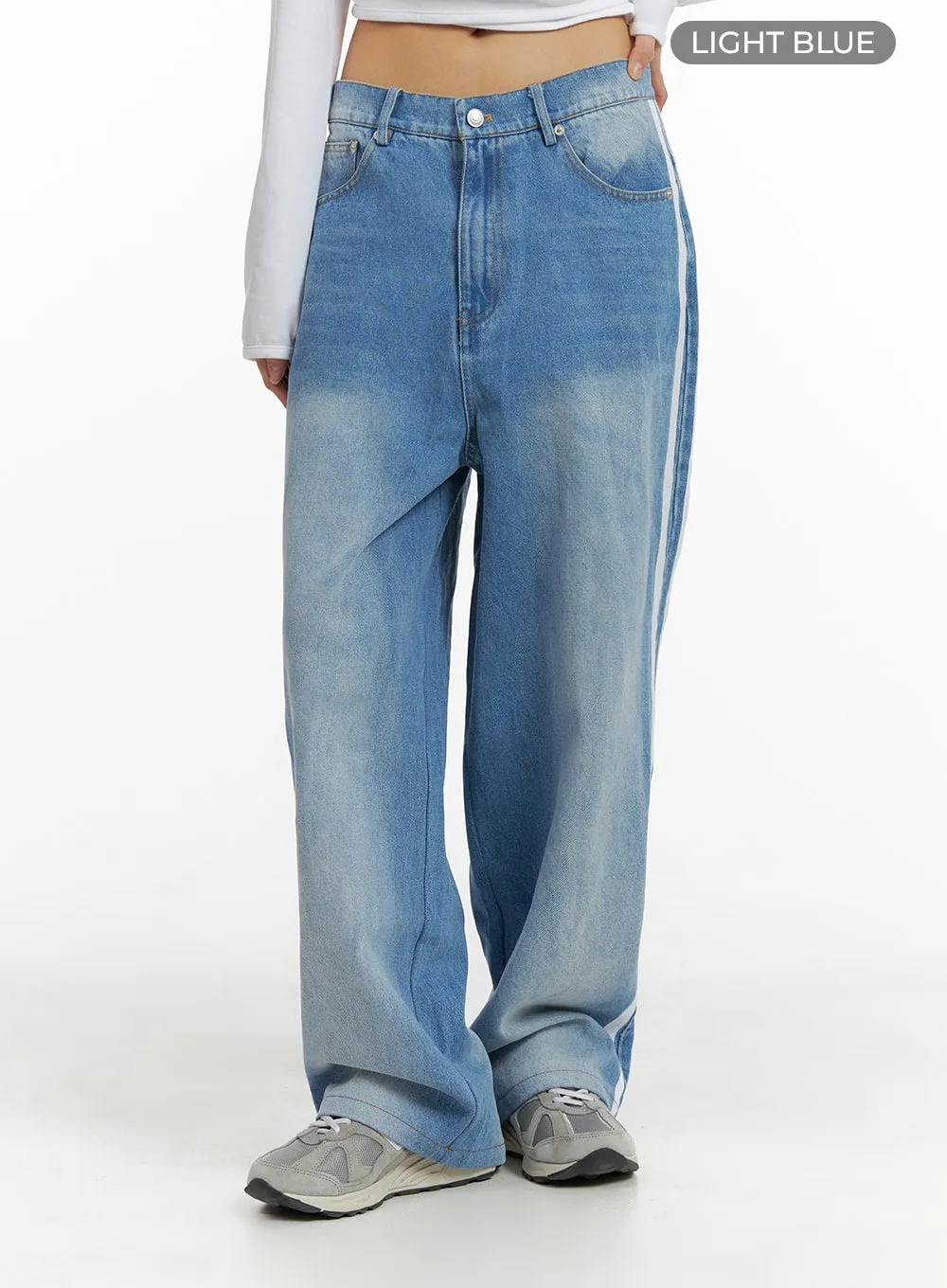 Low Waist Striped Baggy Jeans (UNISEX) CM407