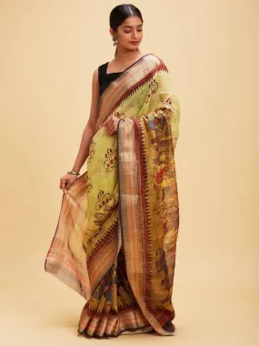 Multi-colored linen saree