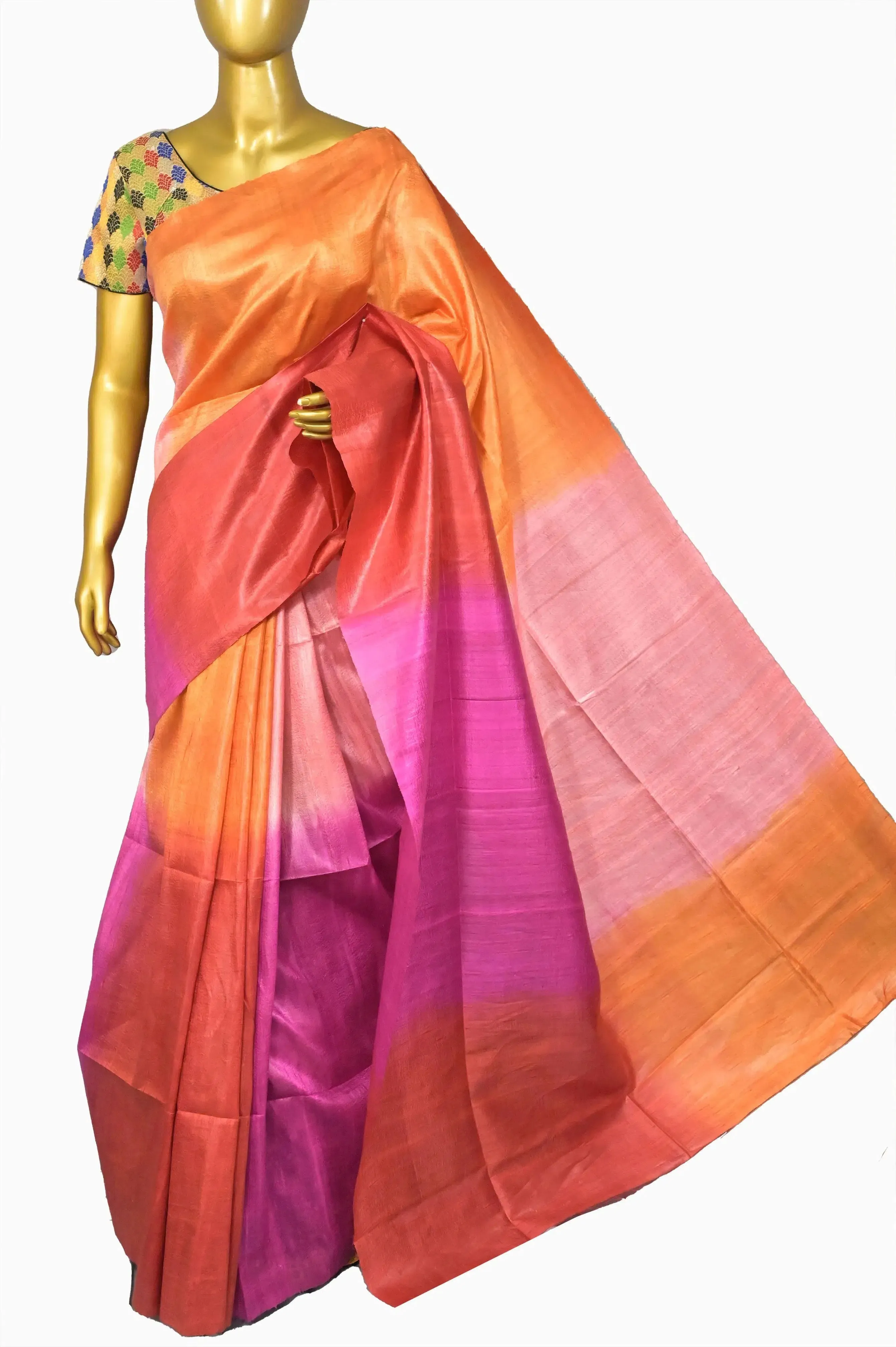 Multicolor Raw Silk Saree