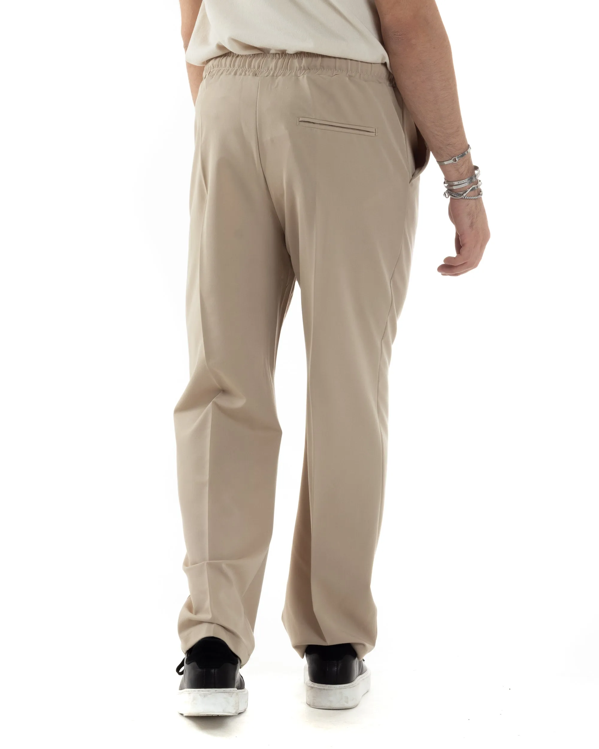 Pantaloni Uomo Pantalaccio Morbido Viscosa Baggy Beige Coulisse Fondo Largo GIOSAL-P6090A