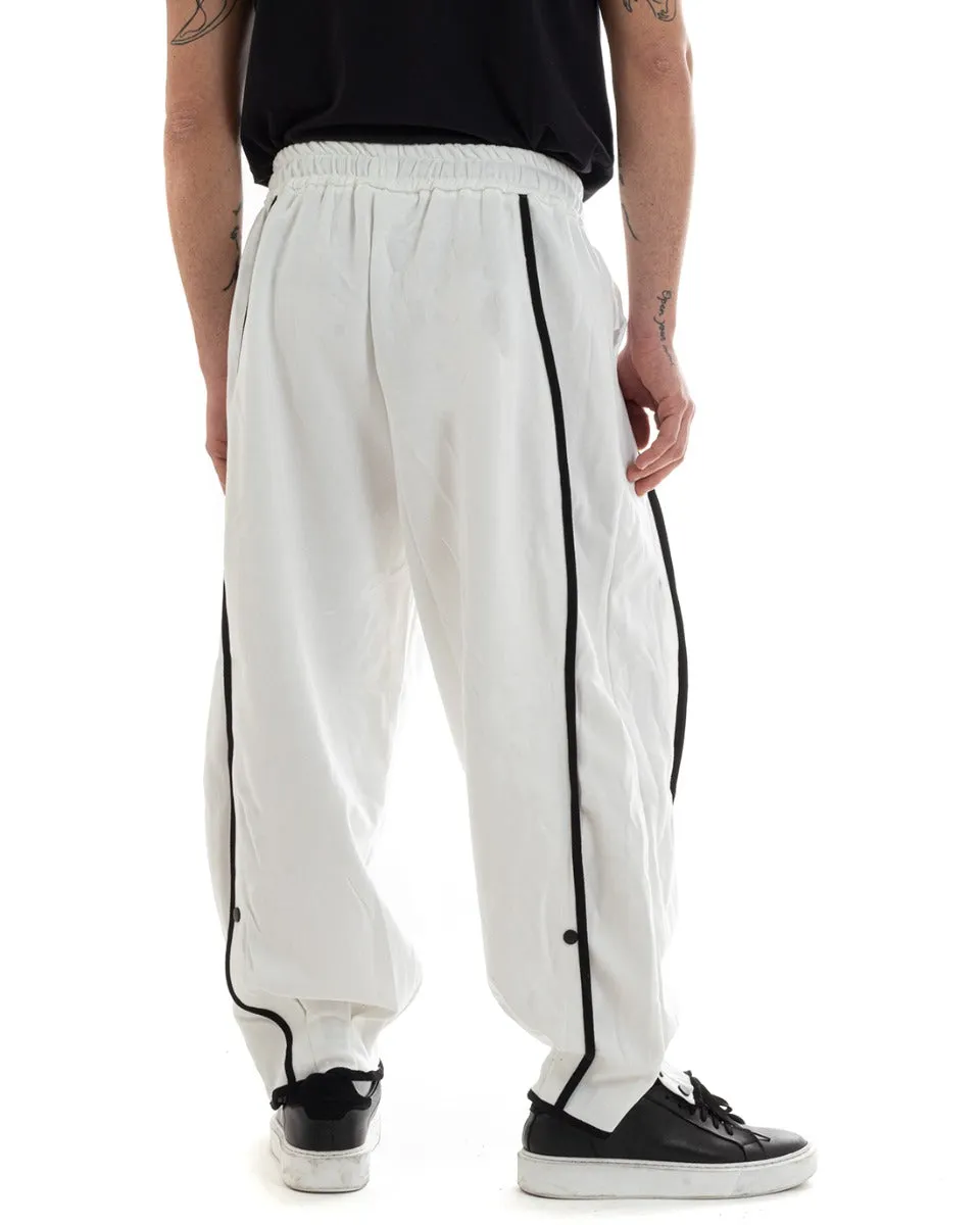 Pantaloni Uomo Pantalaccio Tuta Over Baggy Elastico Bianco GIOSAL-P5663A