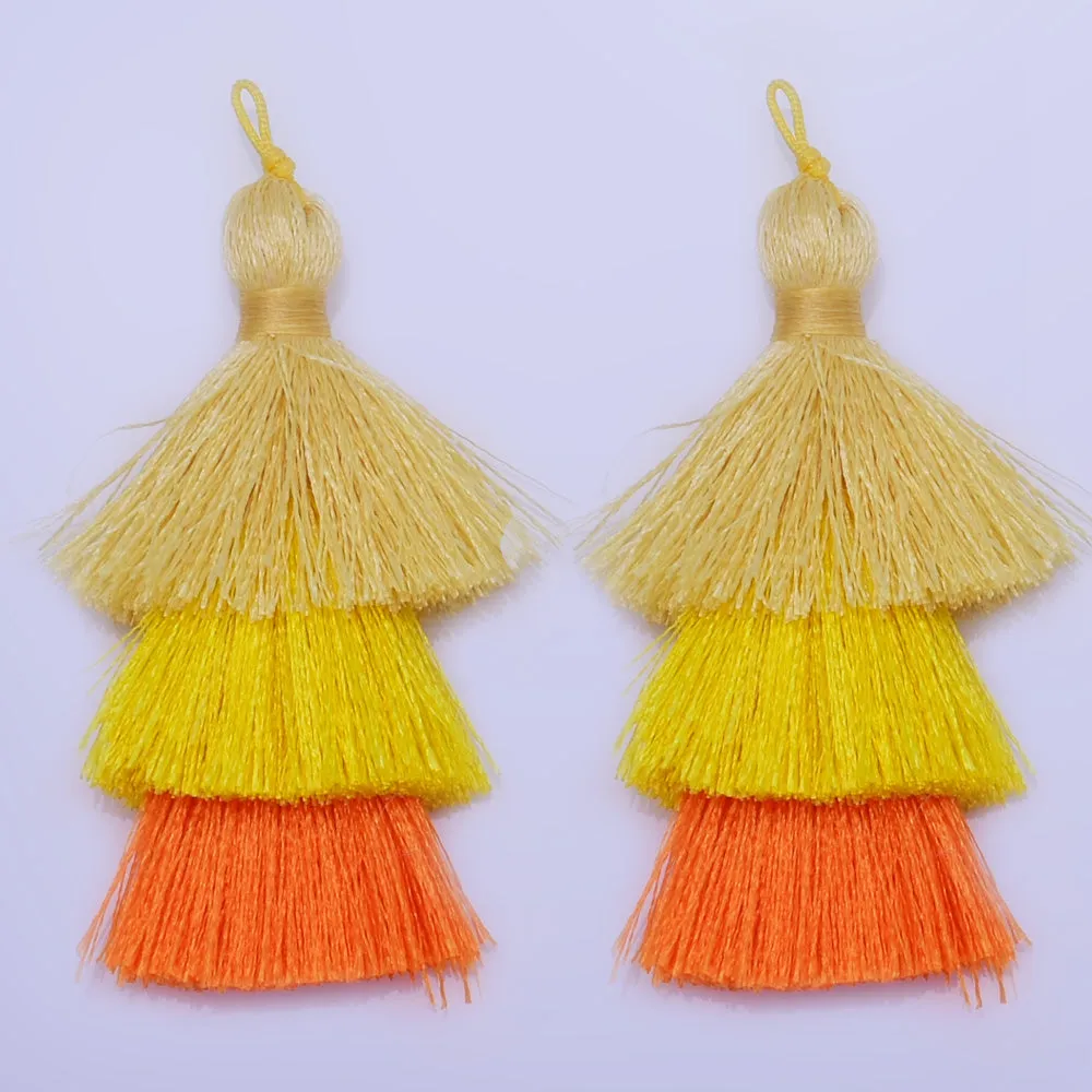 Polyester Stack Tassels Ombre Tassels Layer Tassels Triple Fringe Jewelry Charms earrings 2pc 10199752