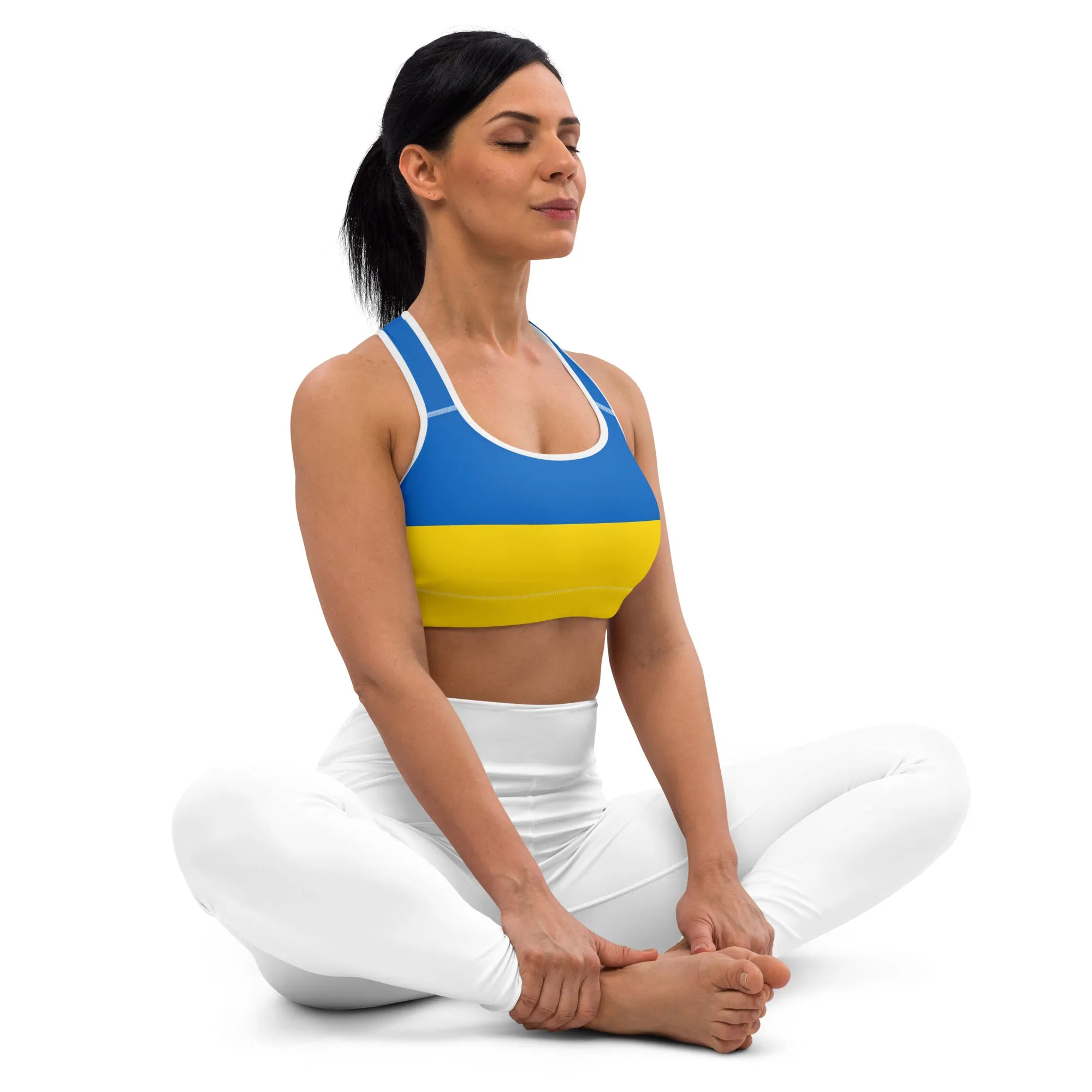 Premium Ukraine Sports Bra with 82% Polyester - 18% Spandex Fabric