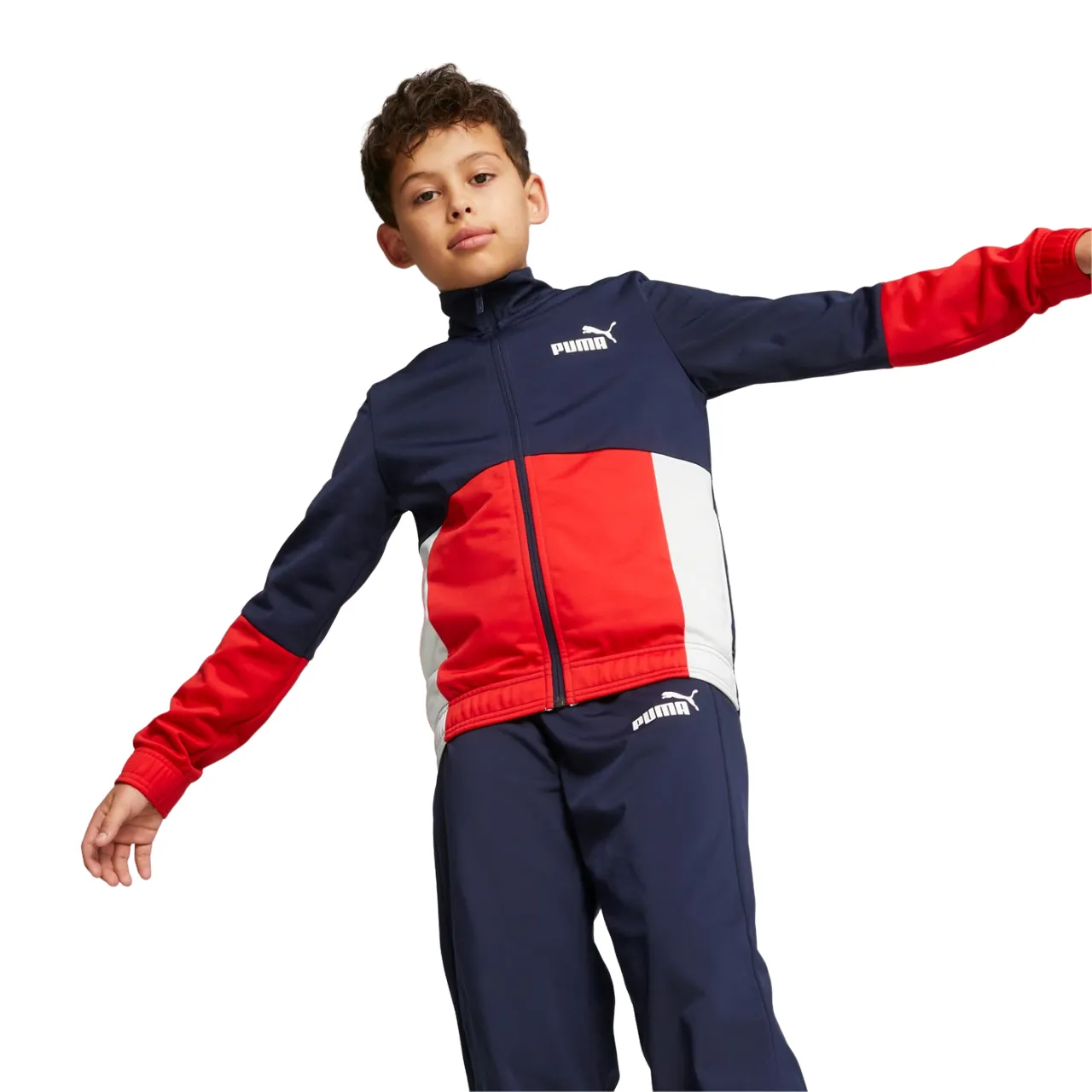 Puma boys' tracksuit in polyester Colorblock 676373-06 blue-red