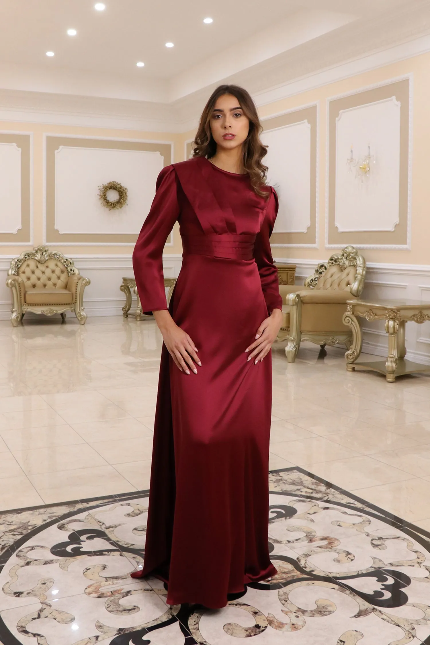 Renae Satin Dress- Ruby