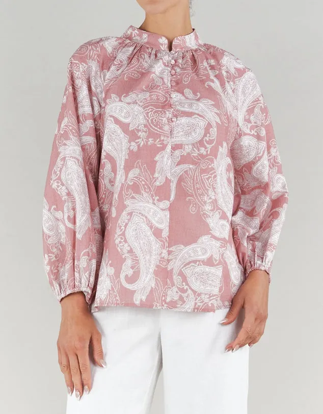 Rosa Paisley Linen Blouse