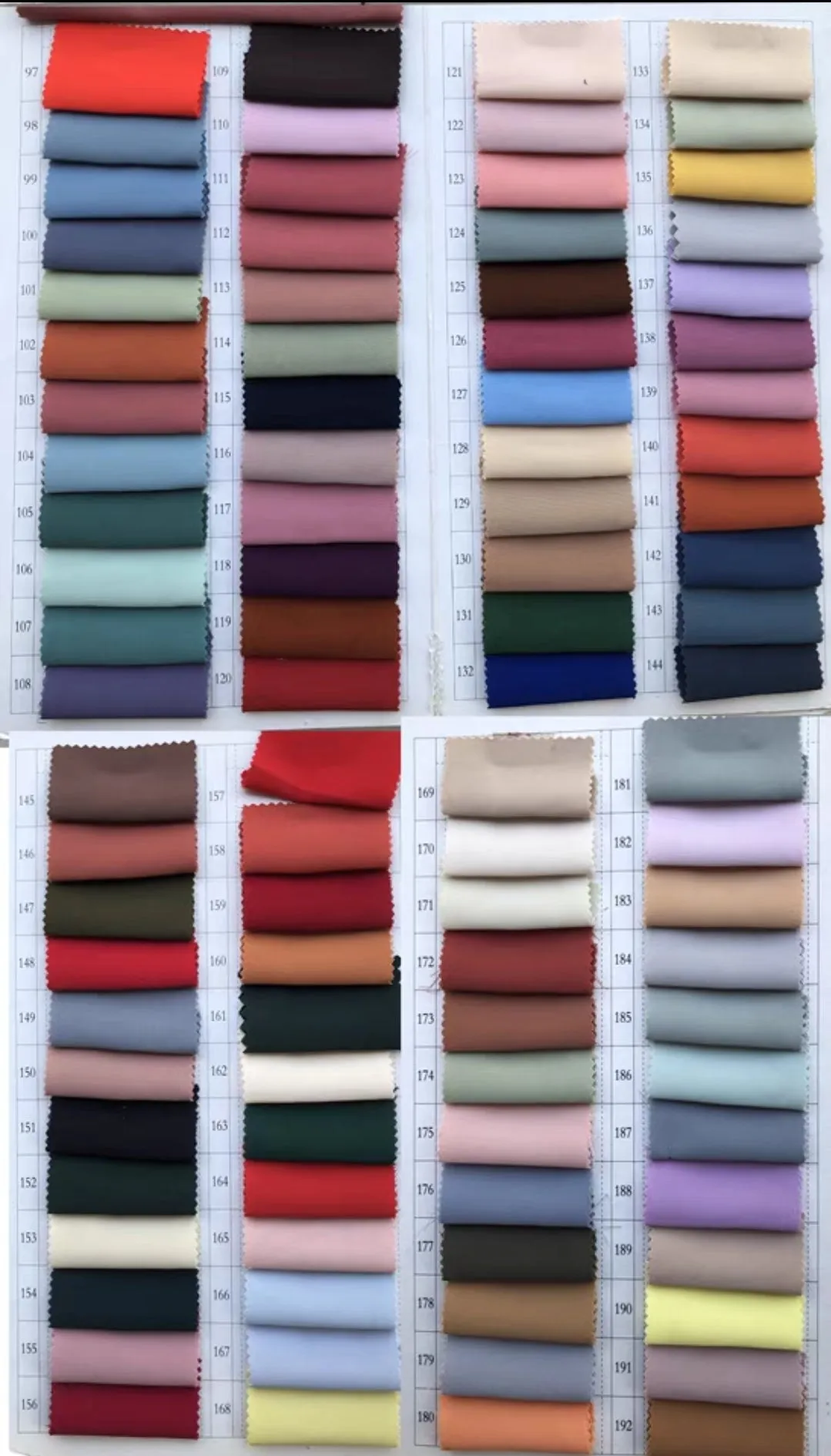 Satin Colour Chart