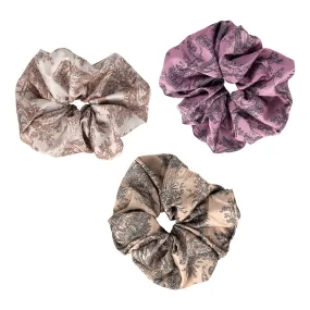 SATIN MOTIF SCRUNCHIES