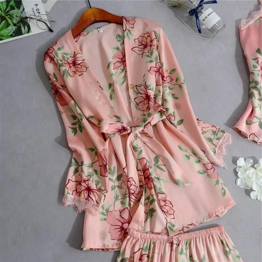 Satin Silk Floral Sleepwear Set