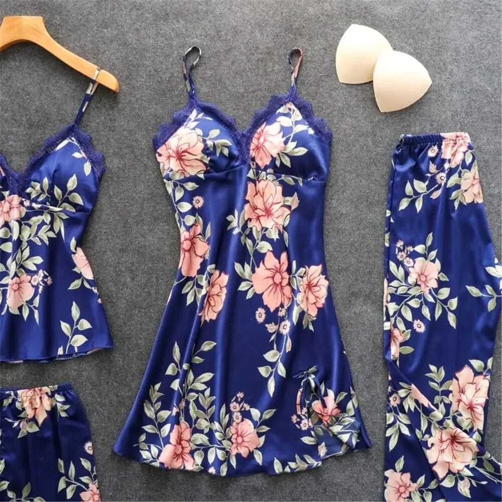 Satin Silk Floral Sleepwear Set