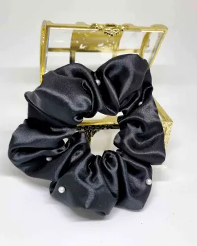 Scrunchie Glam Satin Perlas | Perlen Haargummi Satin