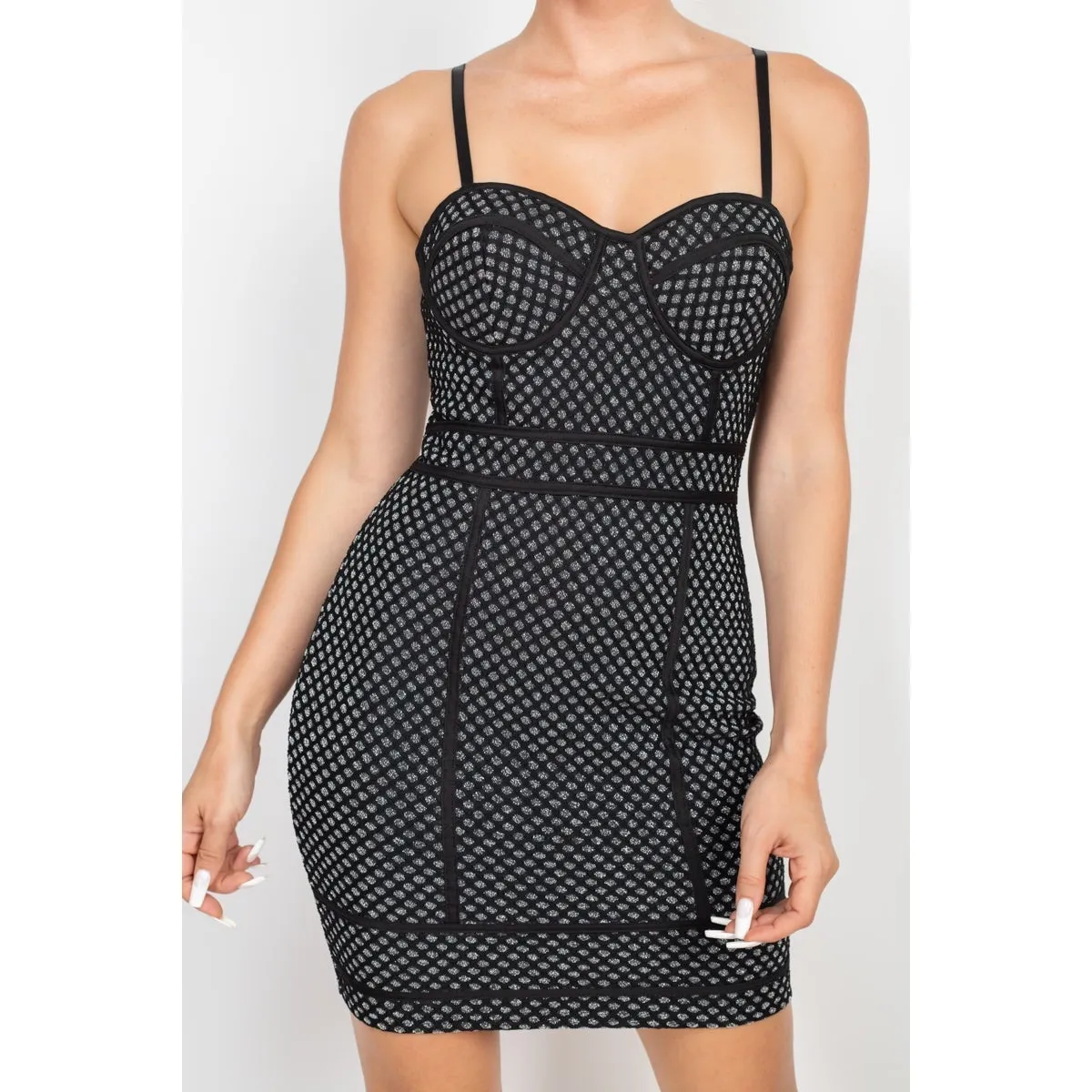 Sleeveless Sparkle Honeycomb Bodycon Dress