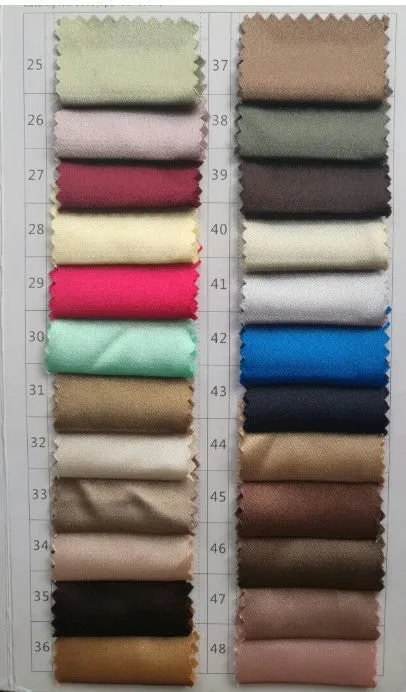 Spandex Satin Colour Chart