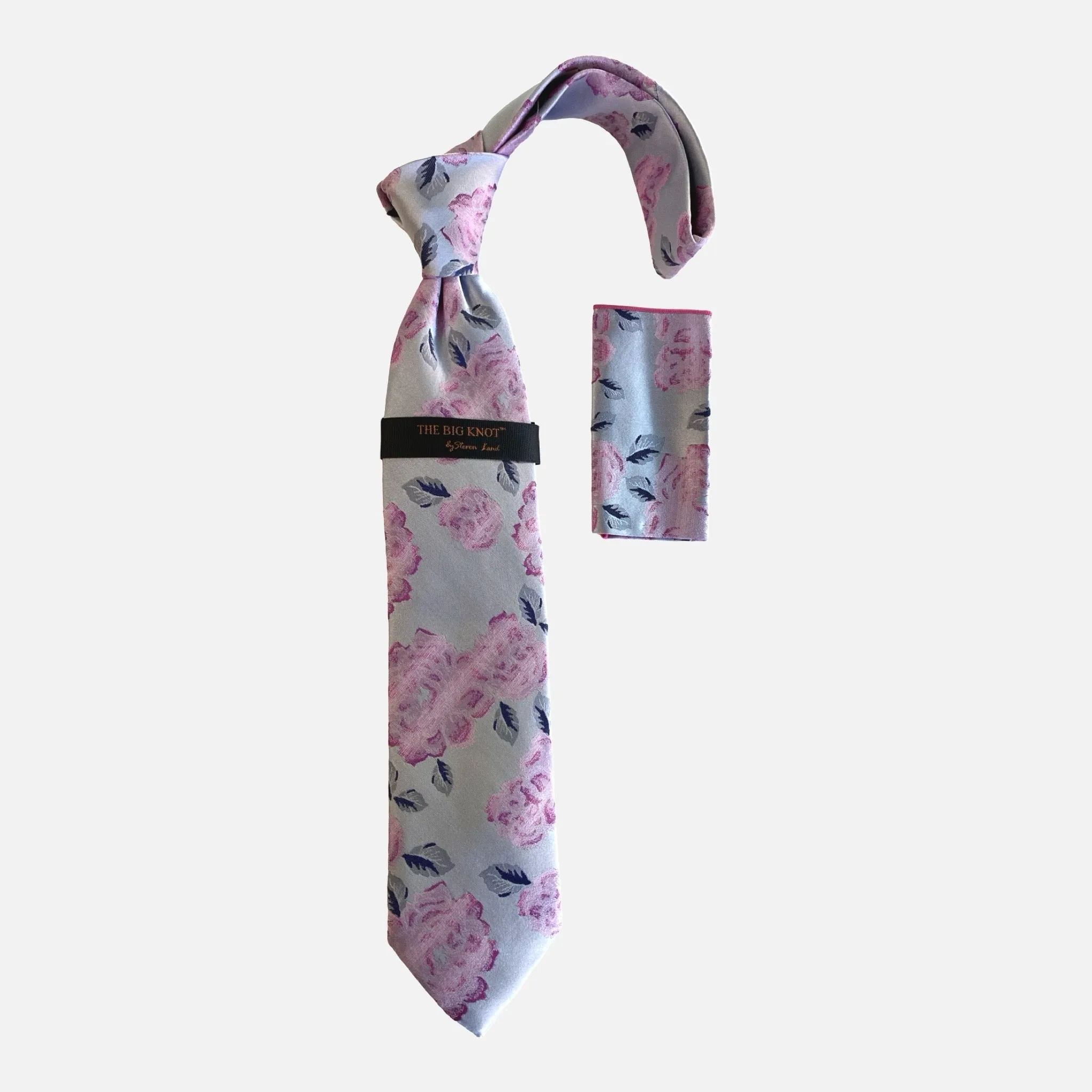 Steven Land Silk tie and Hanky “BW2424” Pink