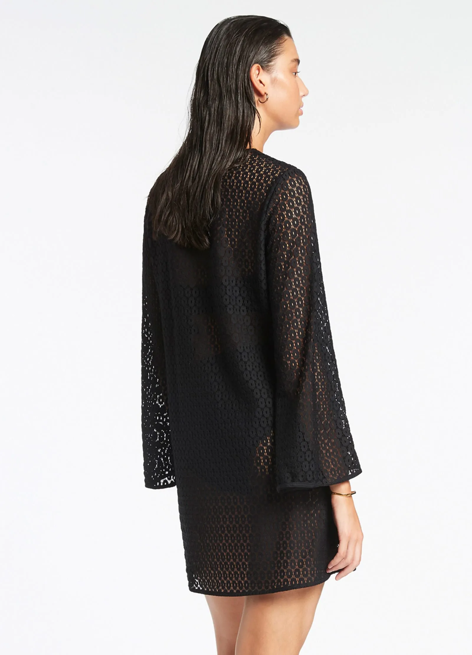 Stretch Lace Kaftan - Black