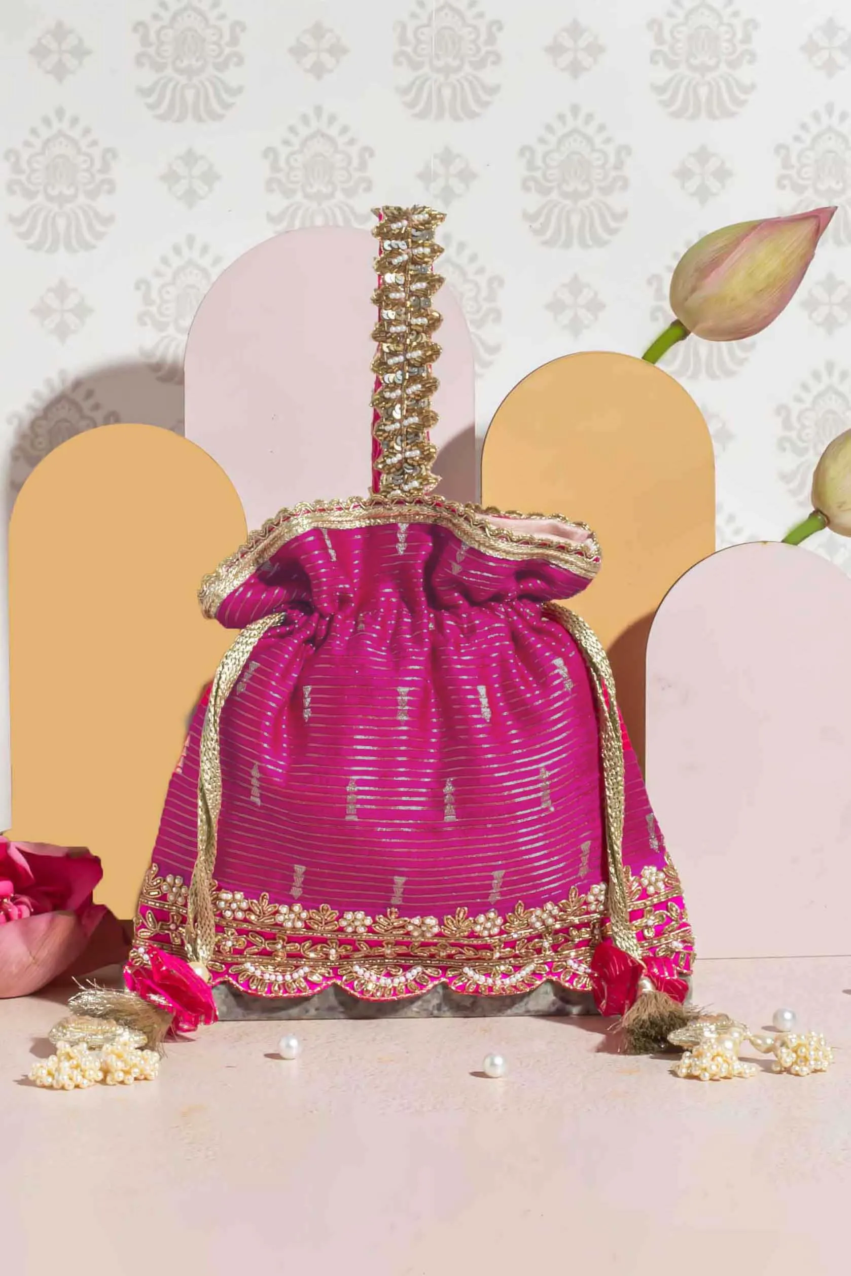 Tari silk potli - pink