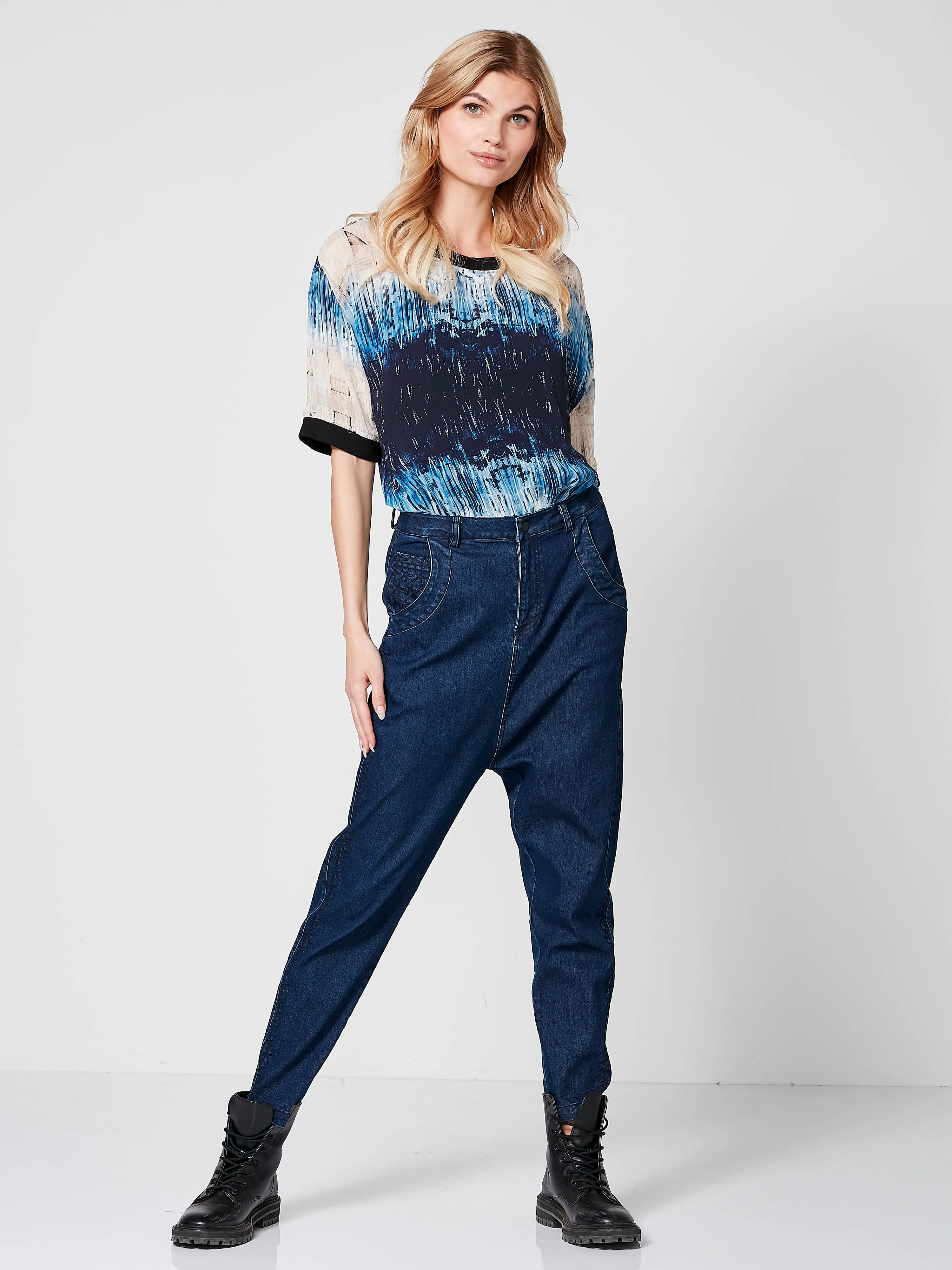 THALIA Baggy Hose - Dark Denim