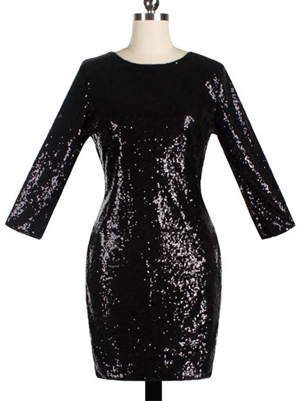 WealFeel Jewel neck Backless Sequins Bodycon Dress