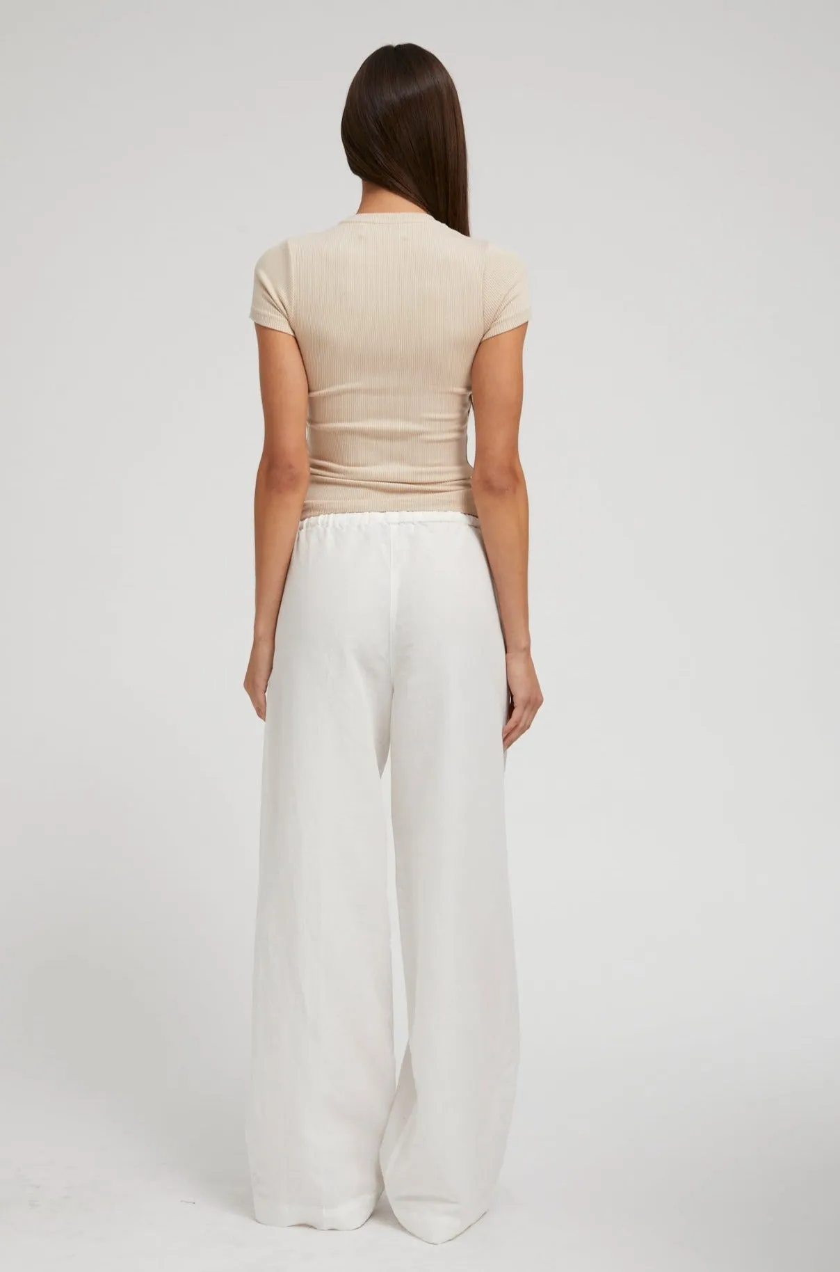 White Linen Drawstring Pants