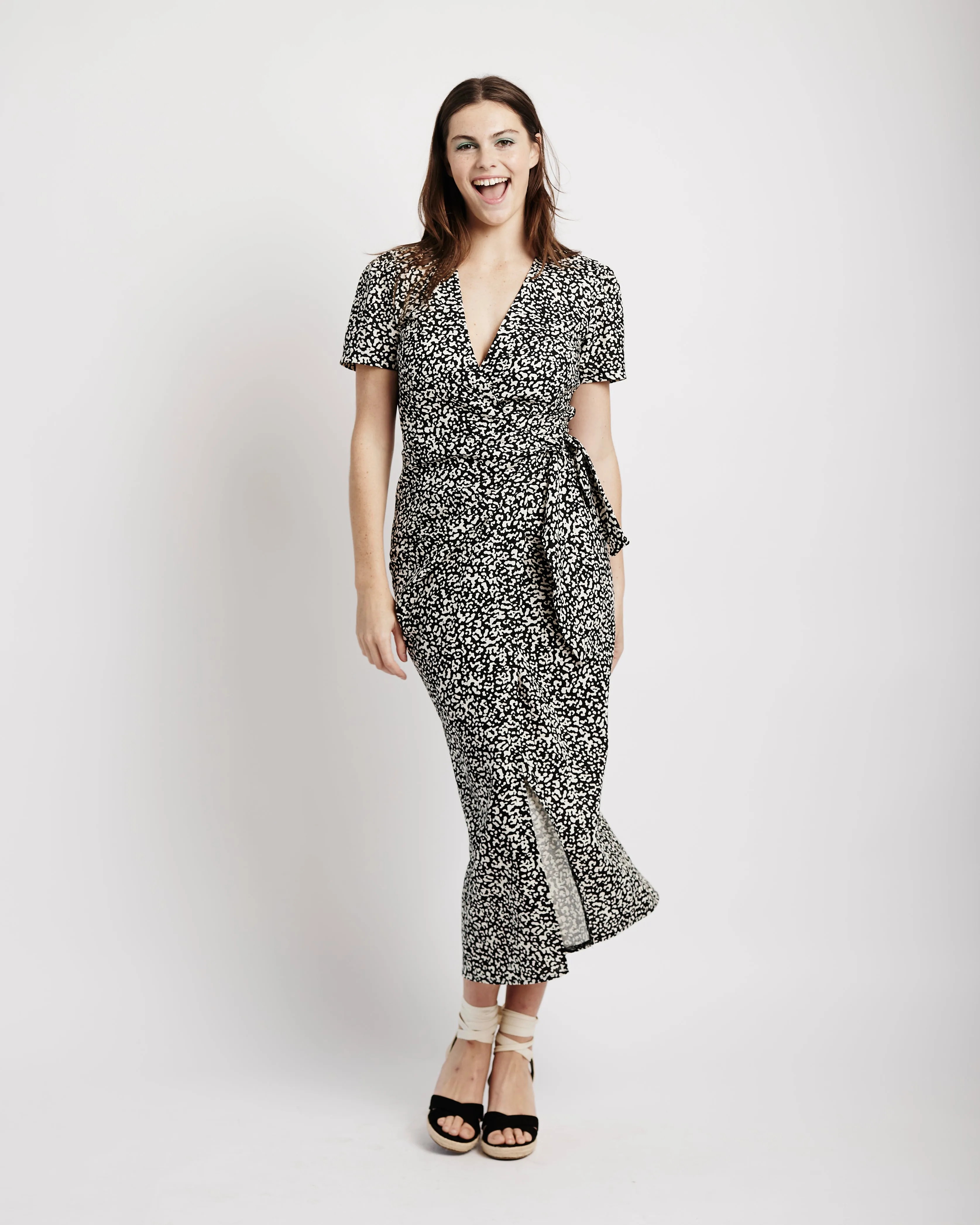 Wrap Dress in Speckled Linen