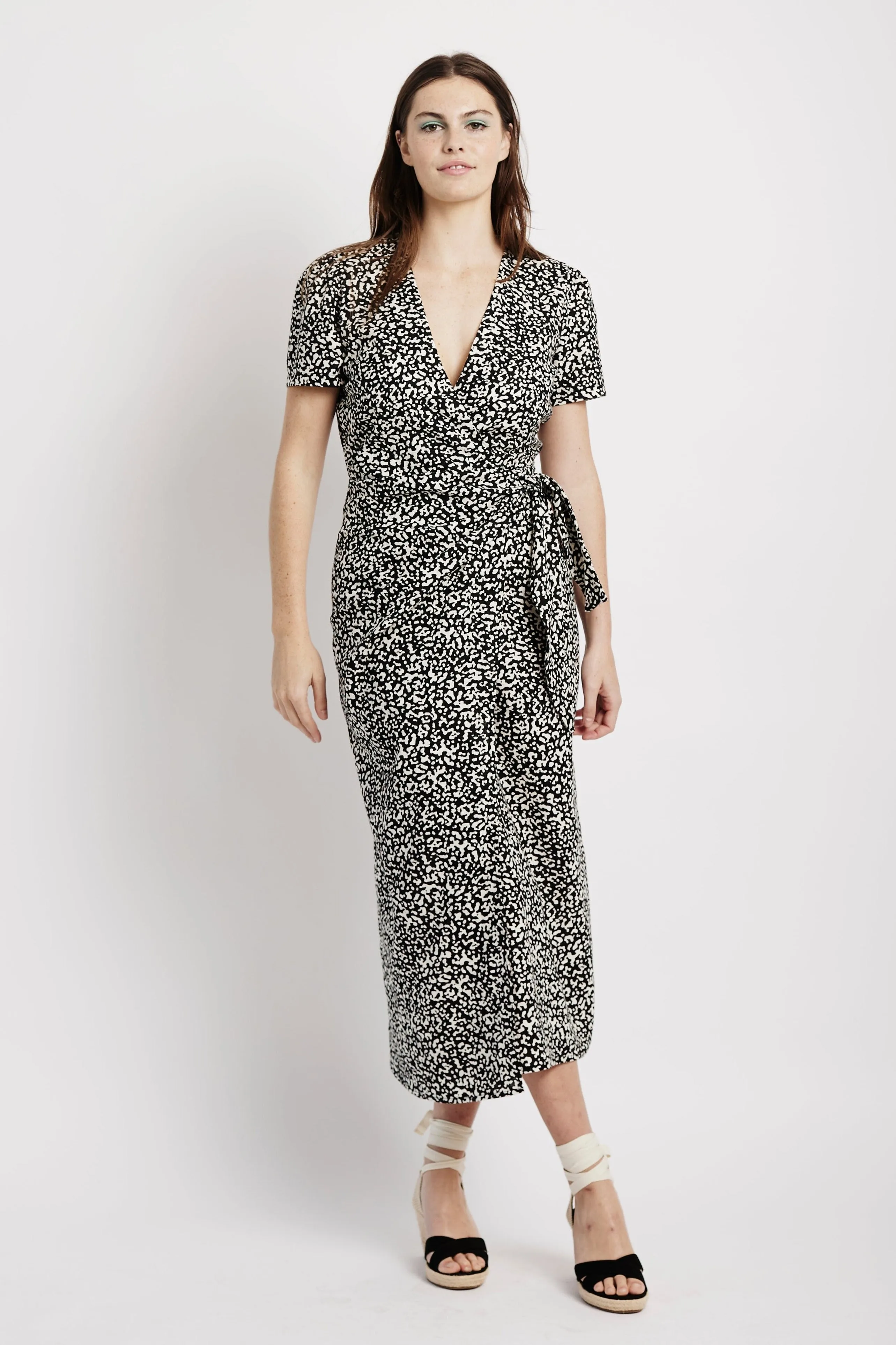 Wrap Dress in Speckled Linen